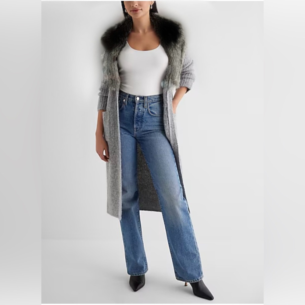 Faux Fur/ Knit - Duster Cardigan
